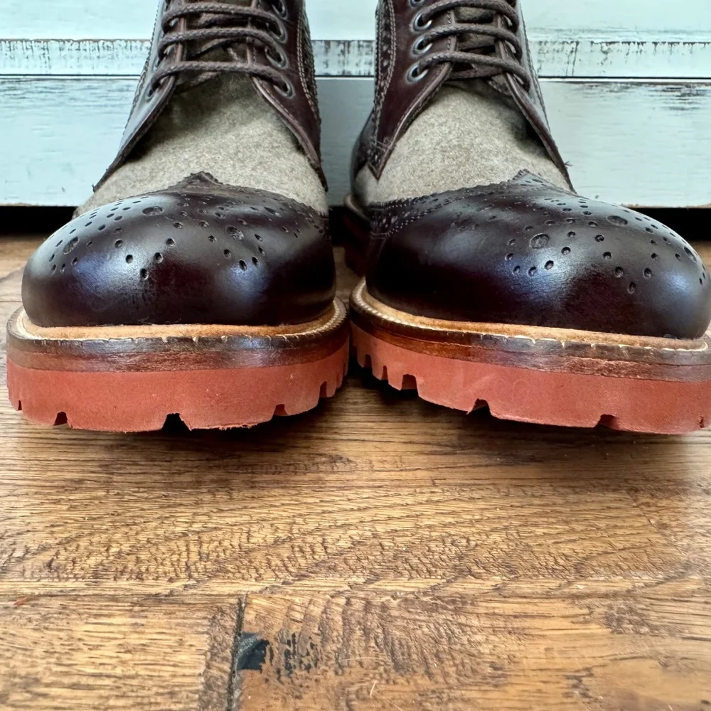 NEW Bruno‎ Magli Paciano Wingtip Boots Wool Leather Made In Italy Men's Size 10